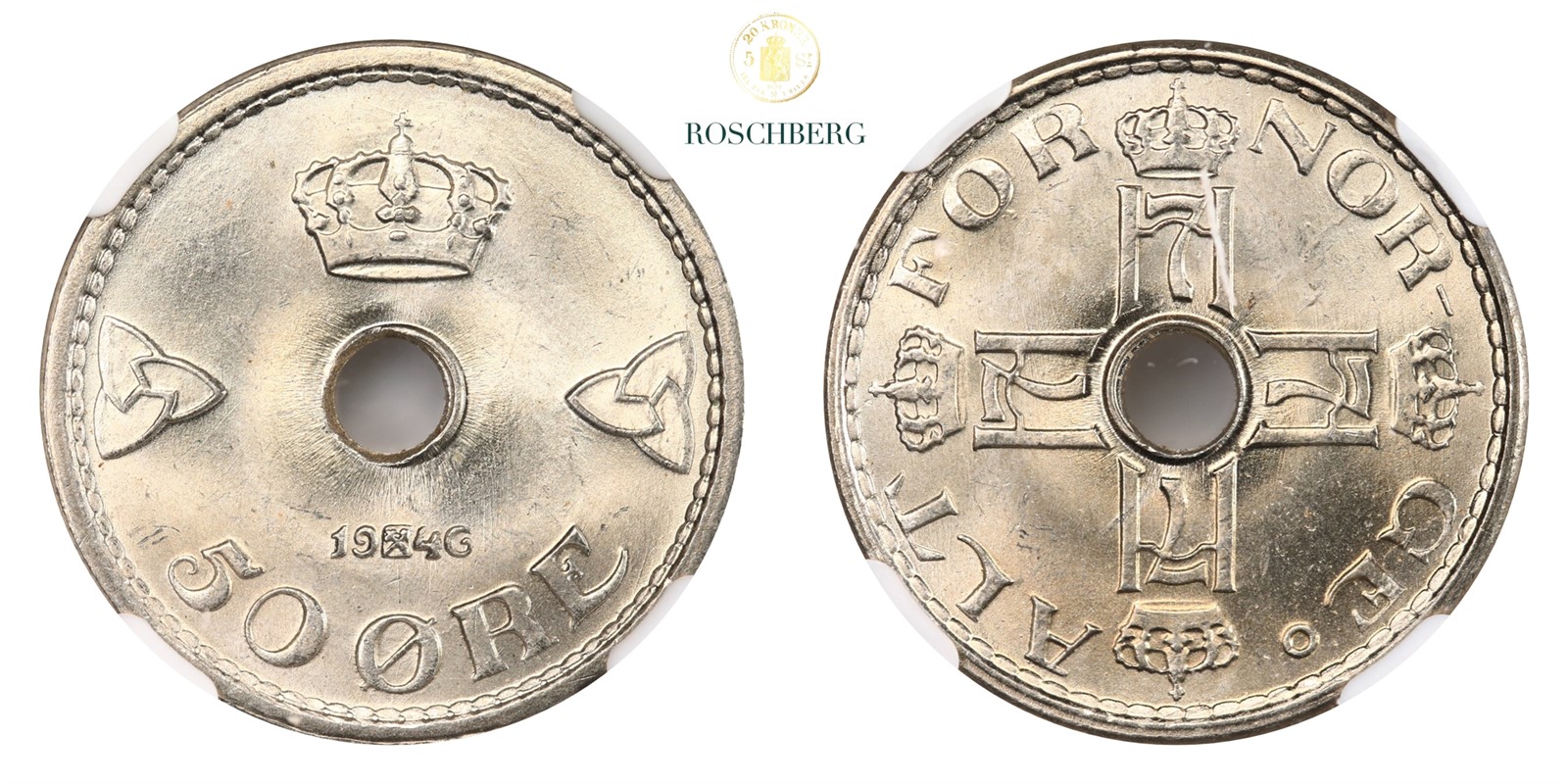 Norge 50 Øre 1946 NGC MS65