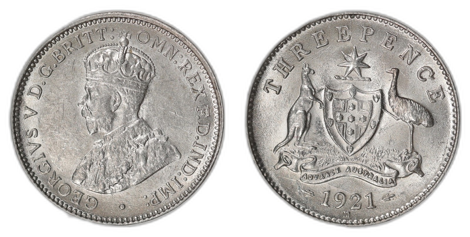 AUSTRALIA. George V. 3 Pence. 1921-M. UNC.
