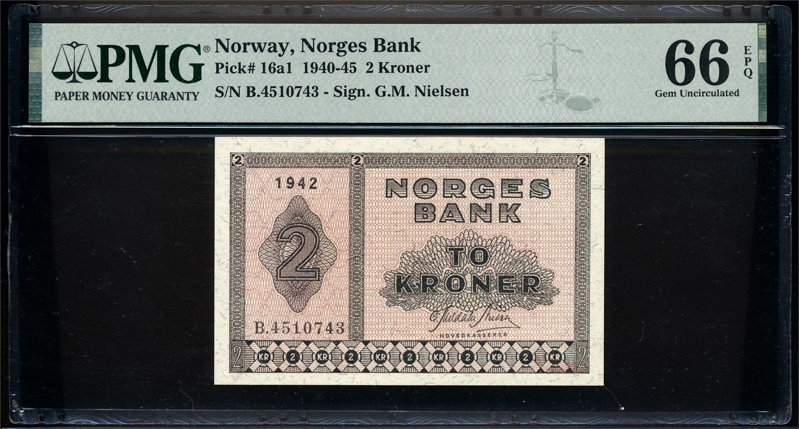 2 Kroner 1942 B4510743 PMG 66EPQ