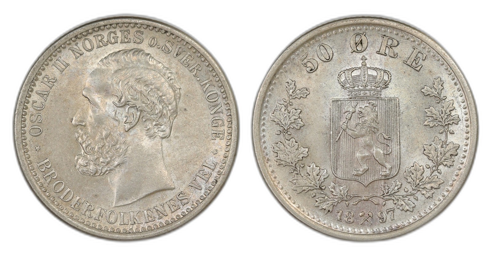 Norway. Oscar II. 50 Øre 1897. Kv 0/01.