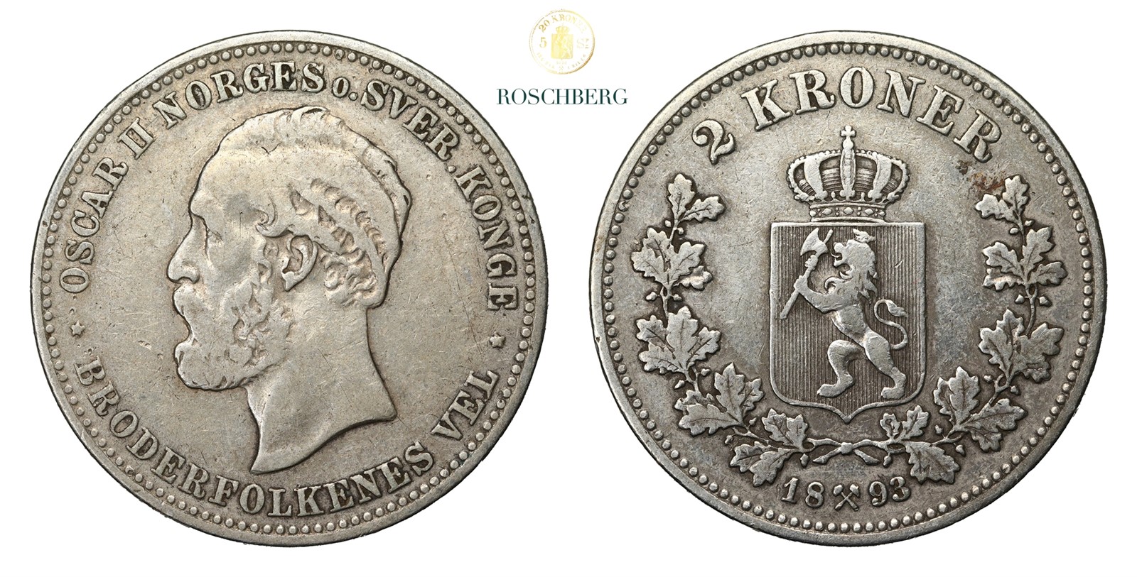 Norge 2 Kroner 1893 Kv 1