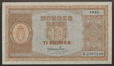 10 Kroner 1945 B Kv 0