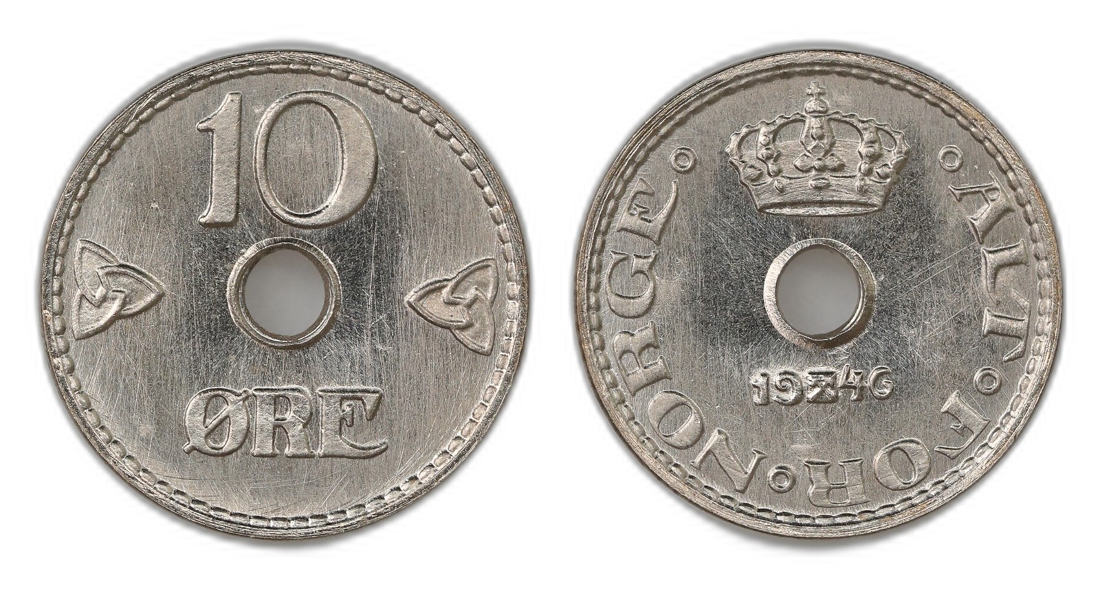 Norway. Haakon VII. 10 Øre 1948. Kv PRAKTEX.