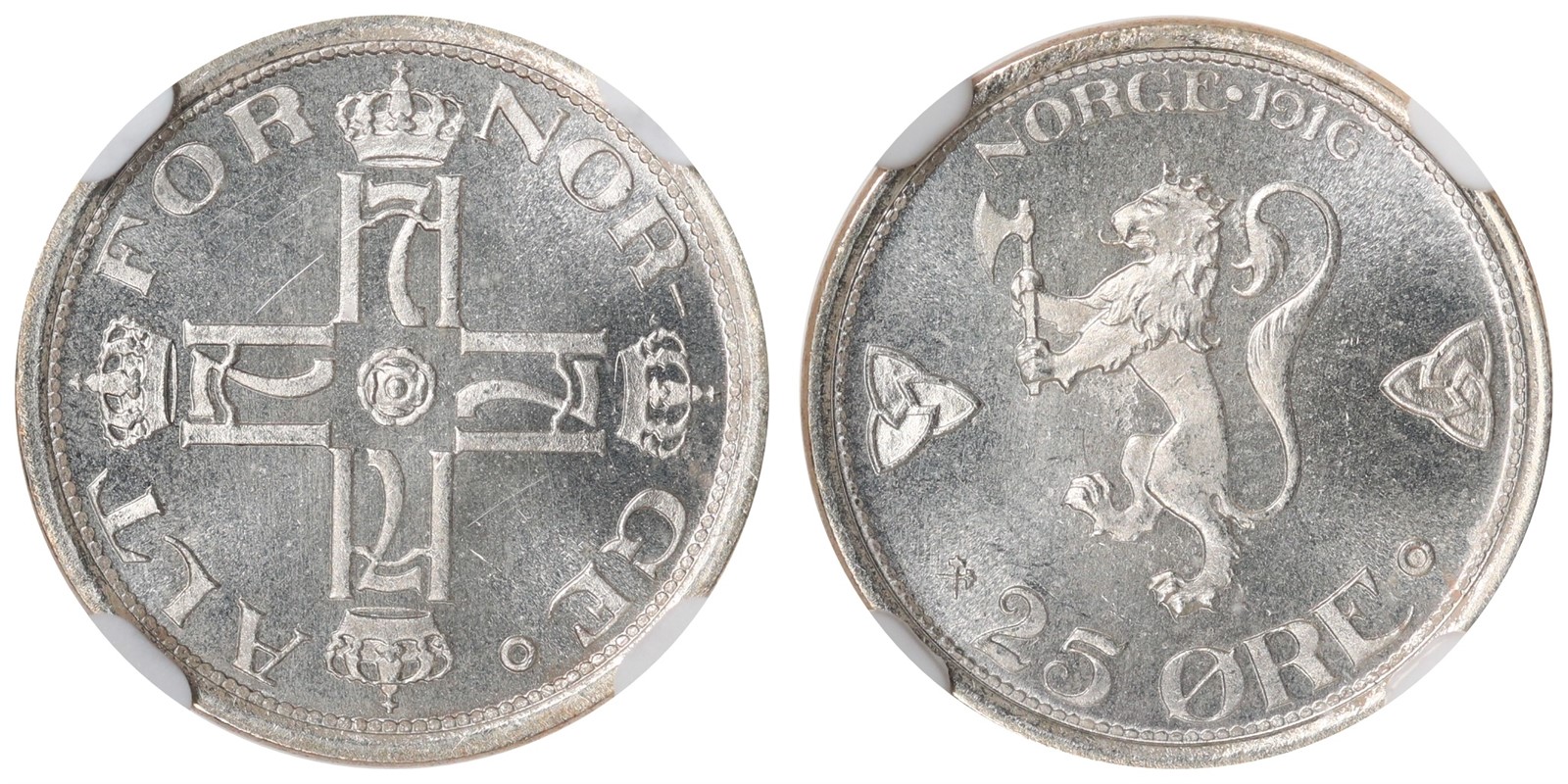 NORWAY. Haakon VII. 25 Øre 1916. NGC MS67 TOP POP.