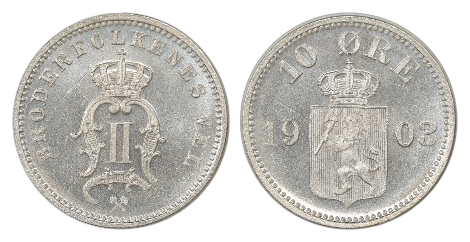 Norway. Oscar II. 10 Øre 1903. Kv PRAKTEX.
