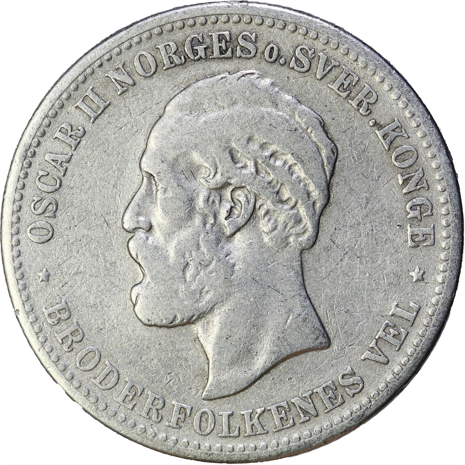 NORWAY. Oscar II. 2 kroner 1885 Kv 1 (F)
