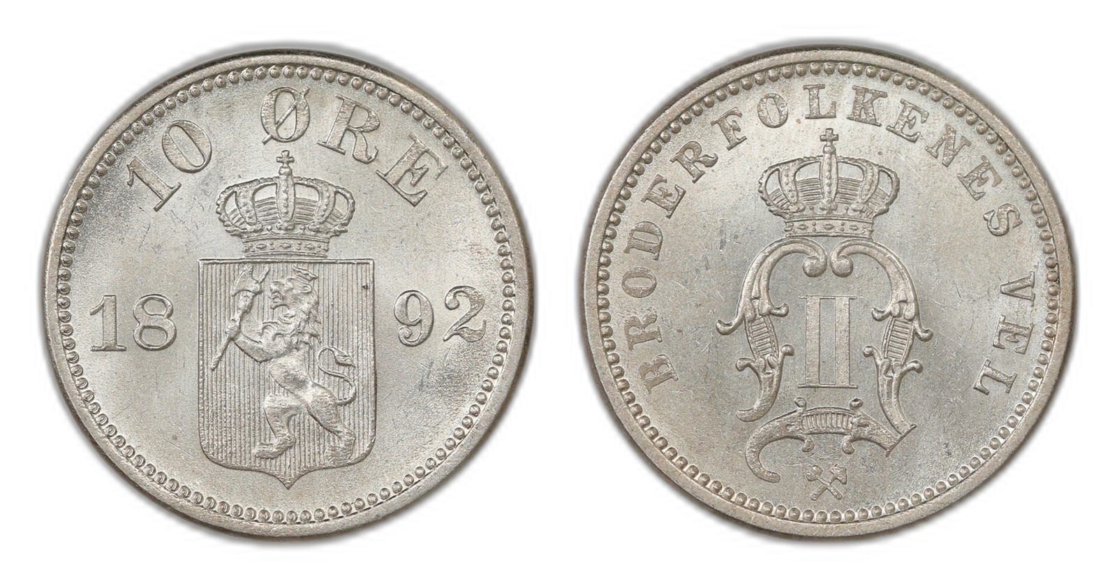Norway. Oscar II. 10 Øre 1892. Kv 0.