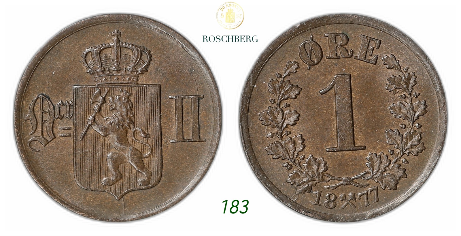 NORWAY. Oscar II. 1 Øre 1877.