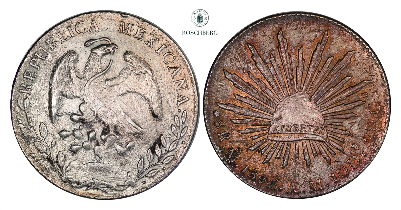 MEXICO. 8 Reales 1896-Mo AM XF