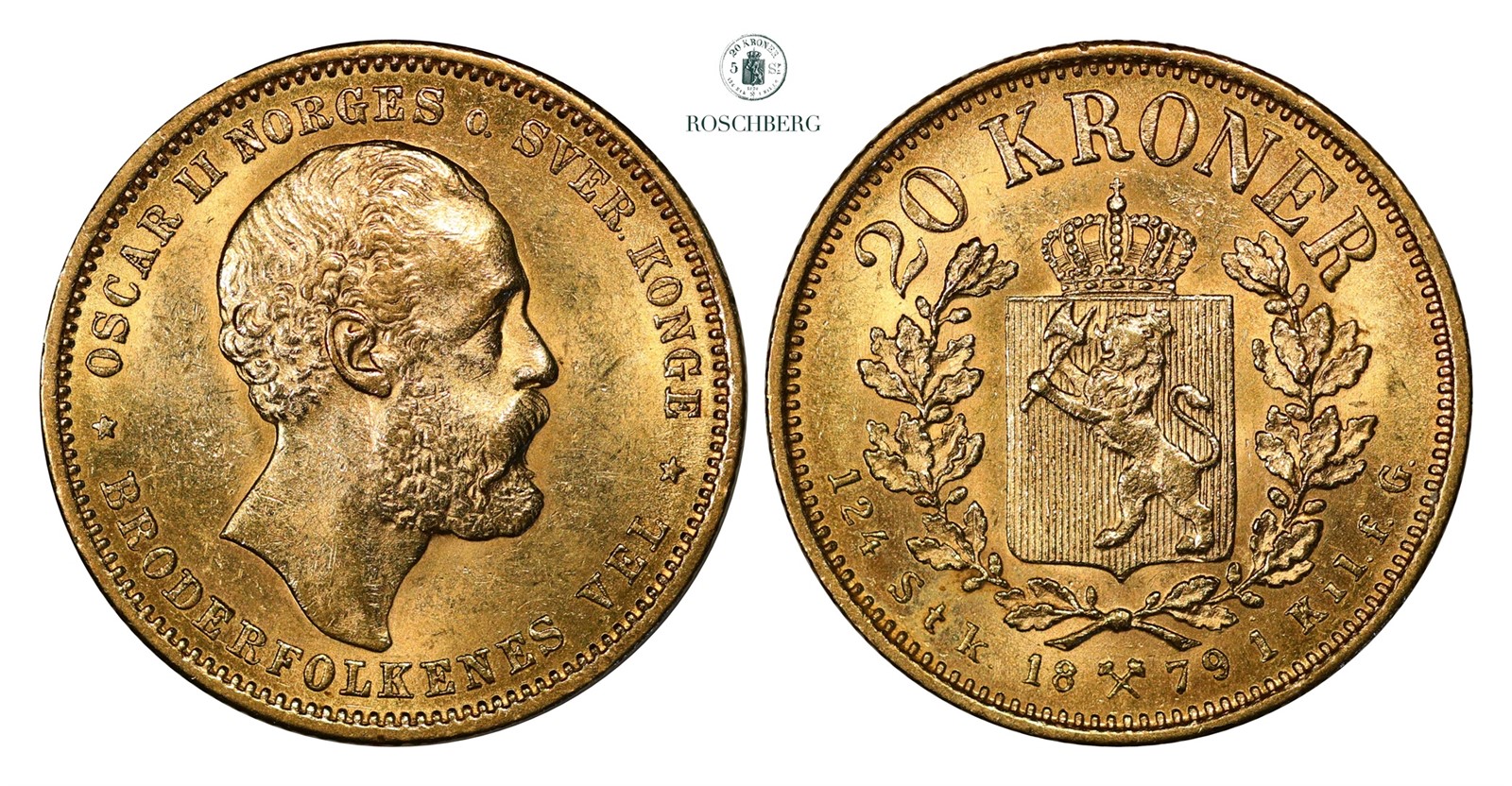 20 Kroner 1879 Kv 01(UNC)