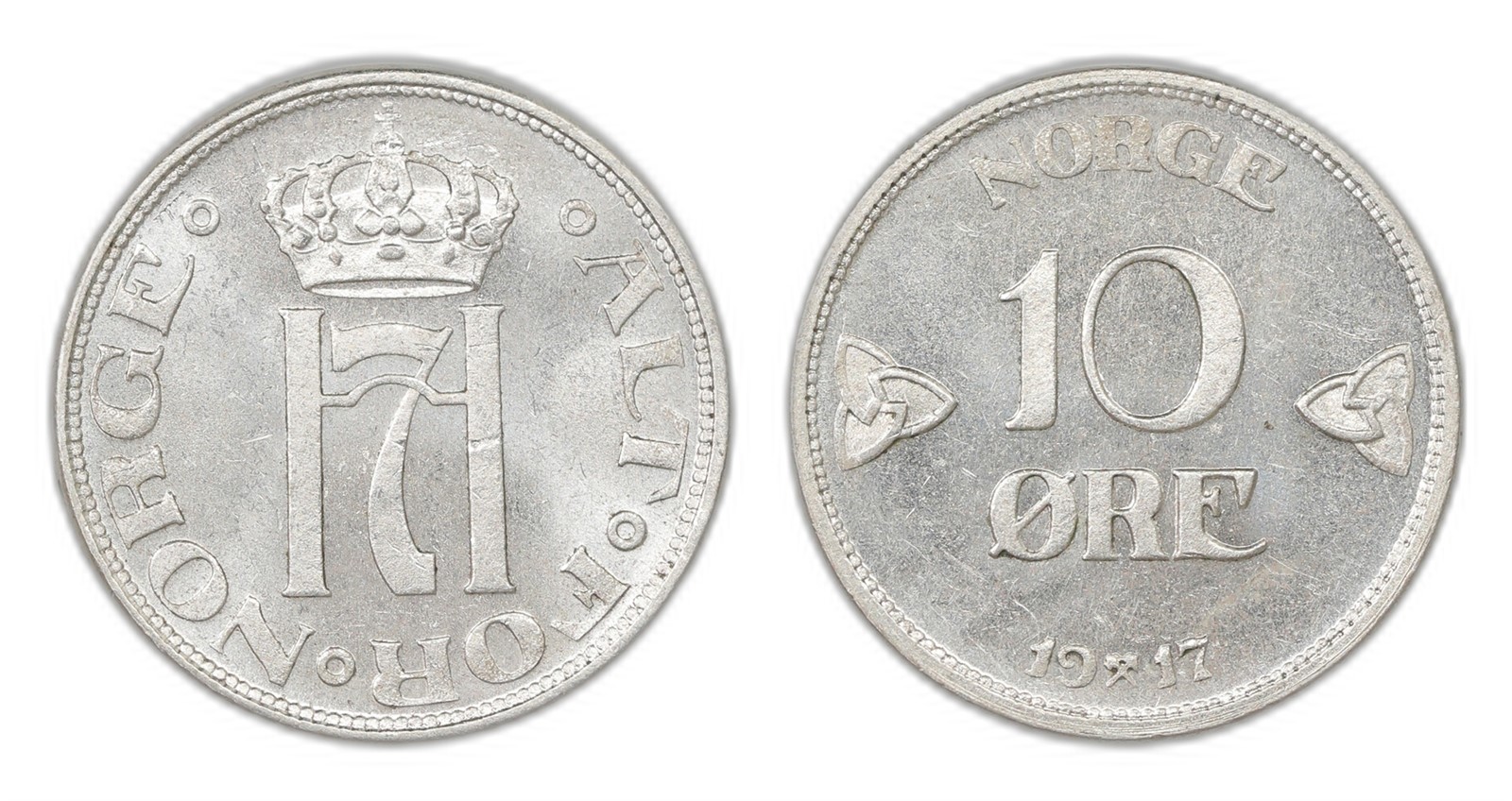 Norway. Haakon VII. 10 Øre 1917. Kv 0.