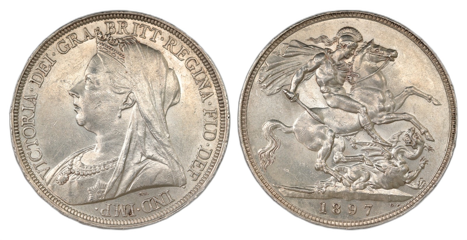 Great Britain. Victoria. Crown 1897-LXI. Kv AU.