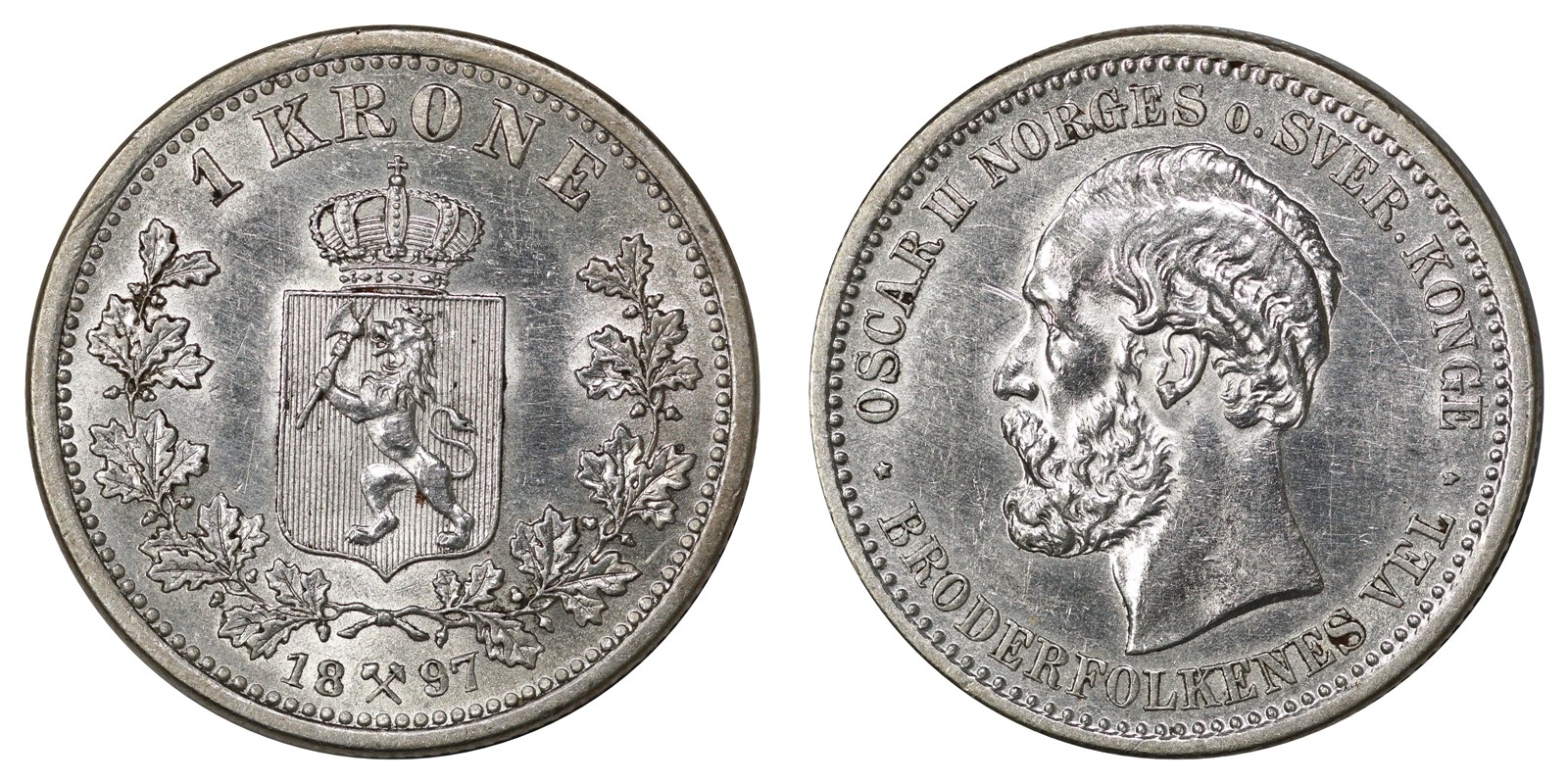1 Krone 1897 Kv 0/01 renset *
