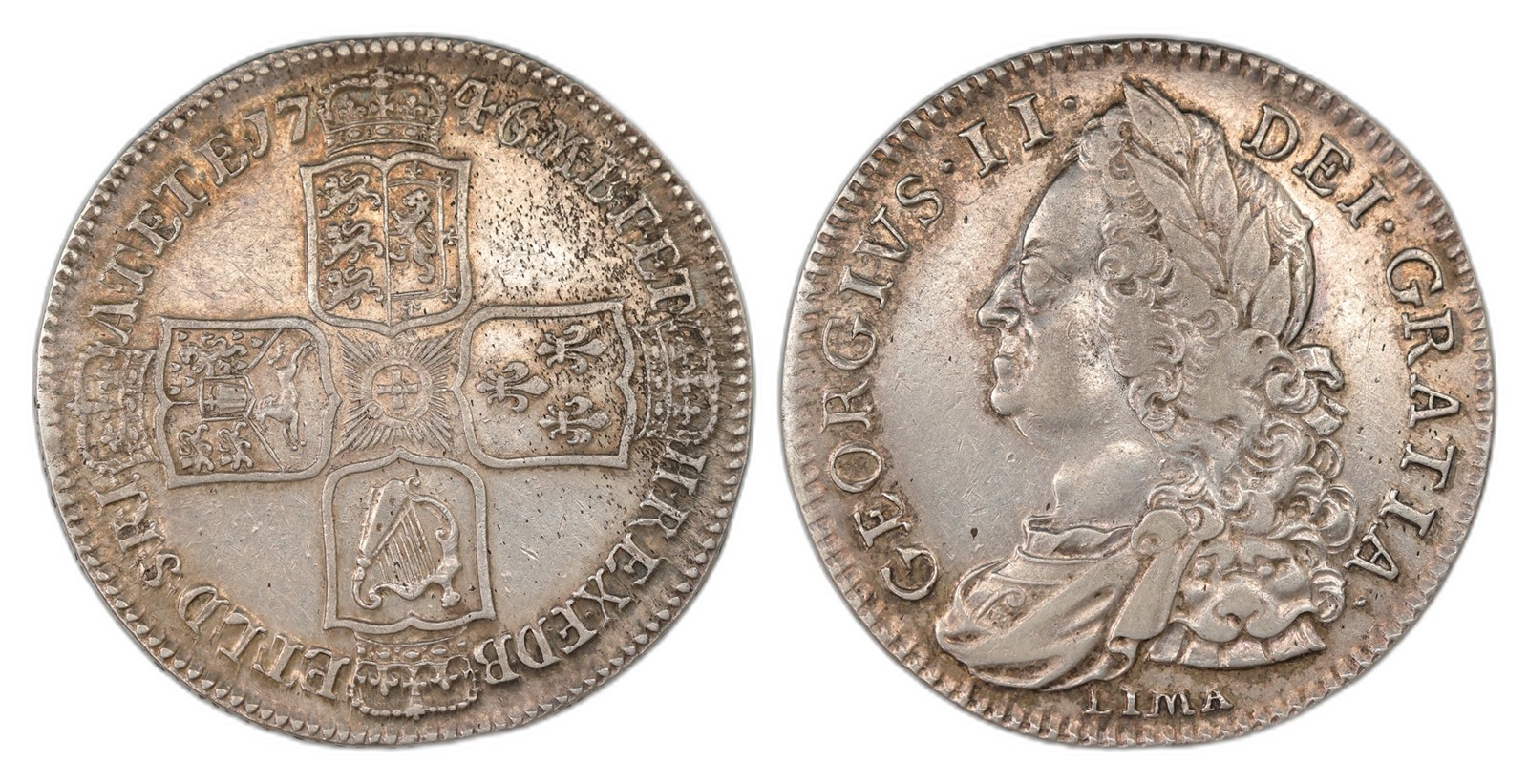 Great Britain. George II. Half Crown 1746- Lima. Kv VF.