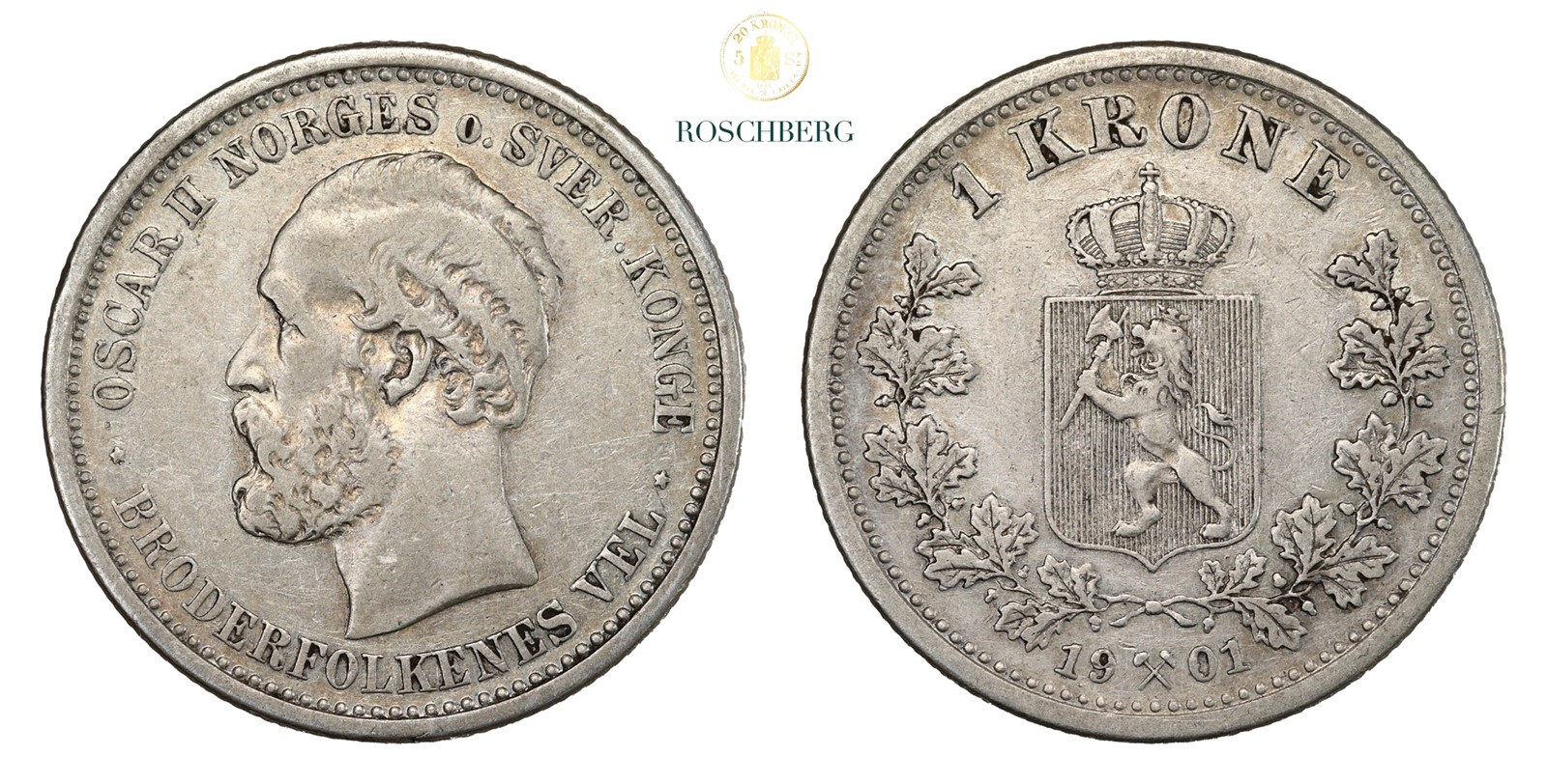 Norge 1 Krone 1901 Kv 1+