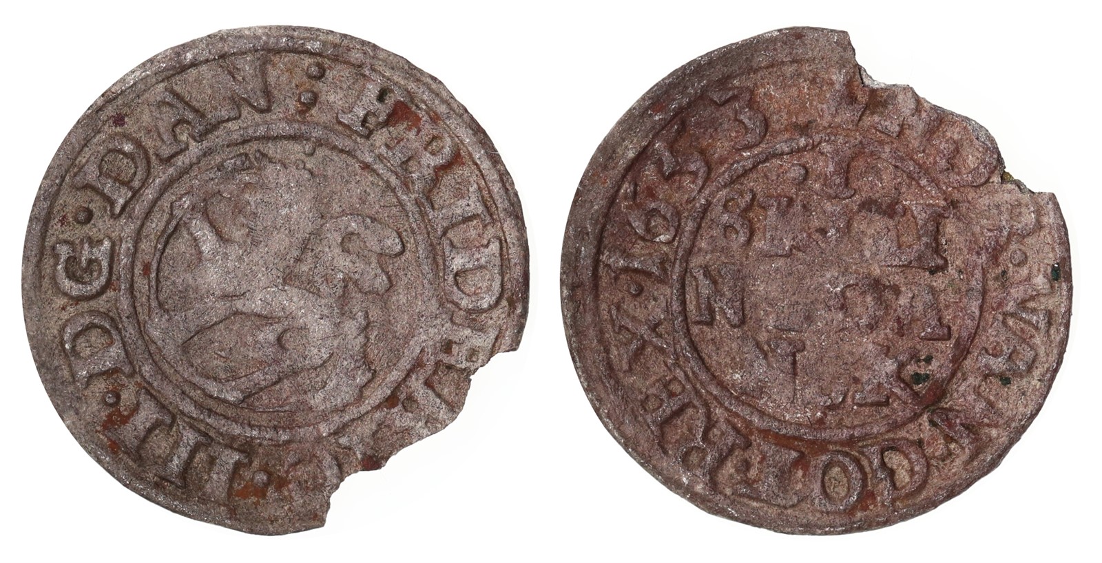 NORWAY. Frederik III. 1 Skilling. 1653. Kv 1 (VF).