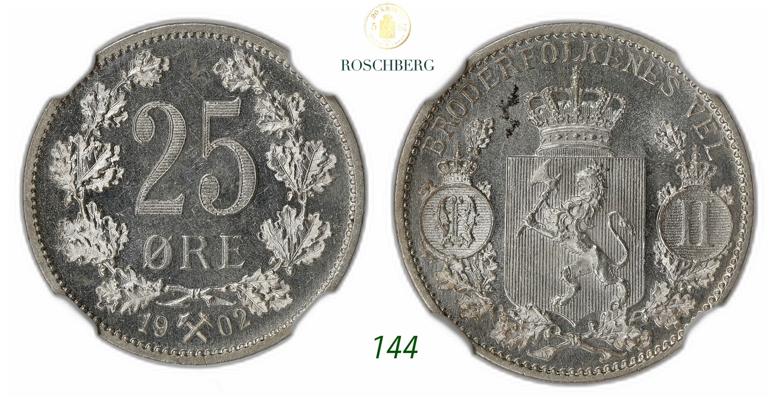 NORWAY. Oscar II. 25 Øre 1902.