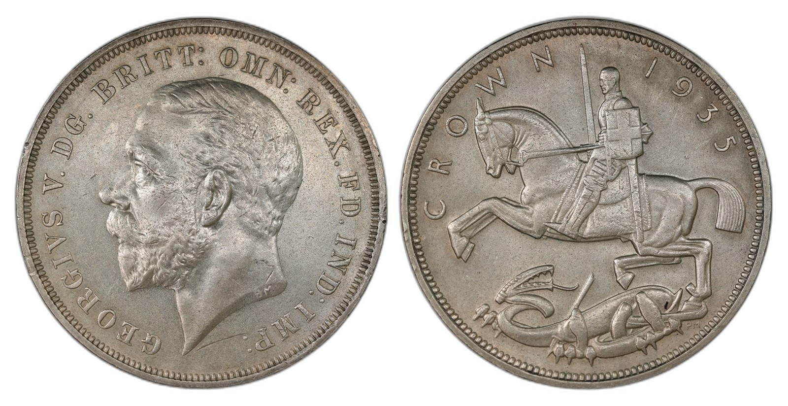 Great Britain. George V. Crown 1935- Silver Jubilee. Kv AU.