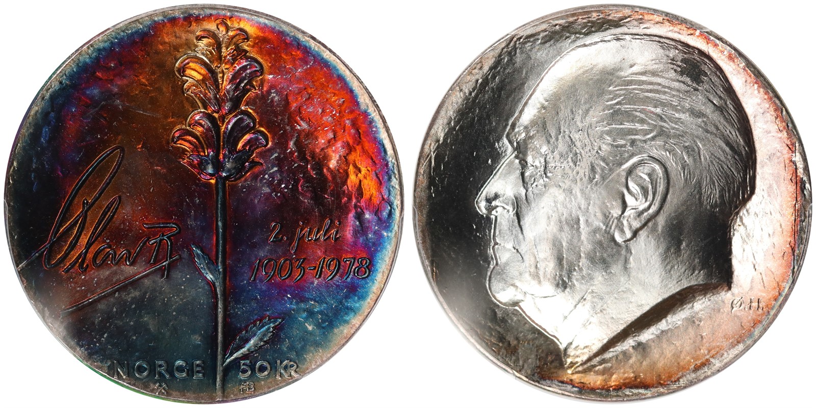 NORWAY. Olav V. 50 Kroner. 1978. PCGS Genuine.