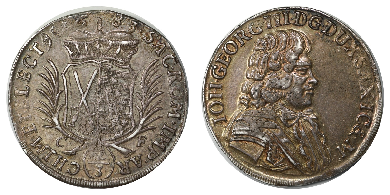 German States - Sachsen - Georg III - 2/3 Thaler 1680 - XF *