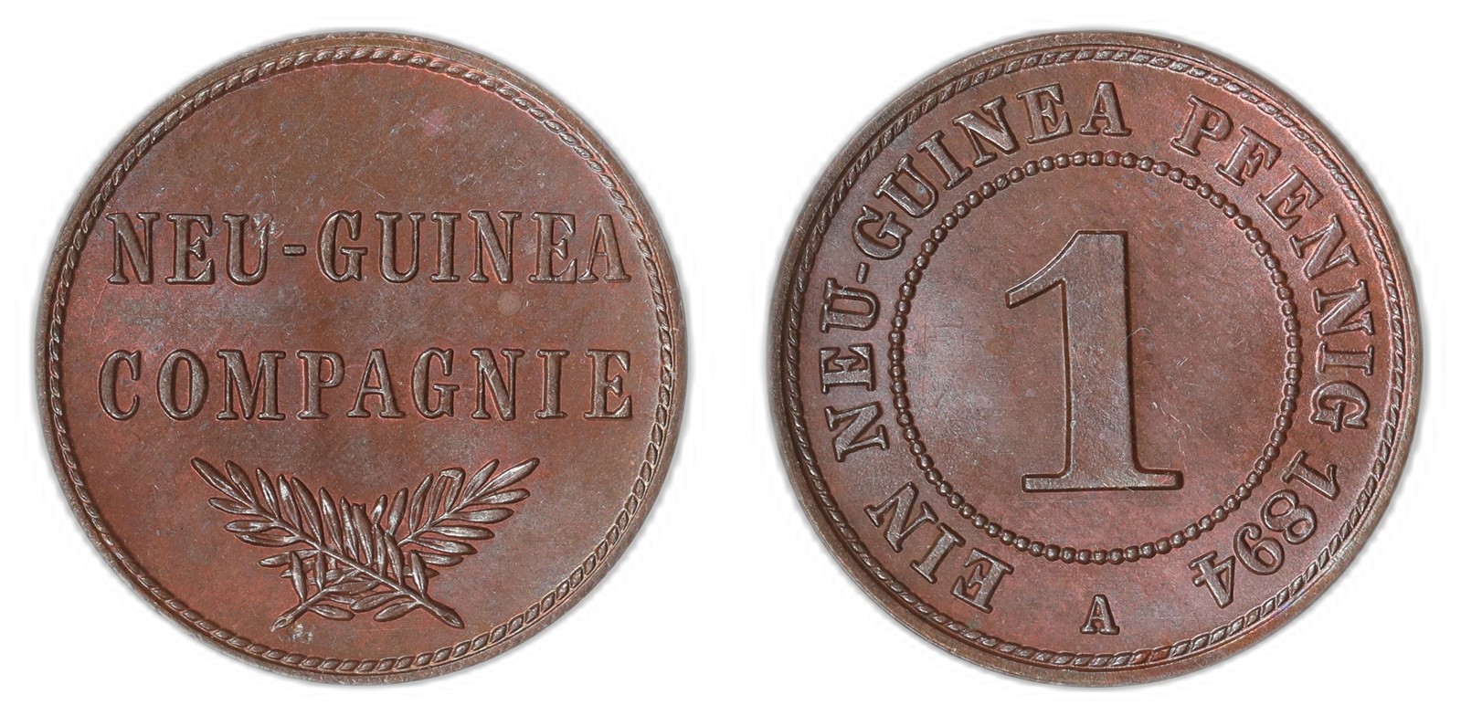 GERMAN NEW-GUINEA. Empire. 1 Pfennig. 1894-A. UNC.