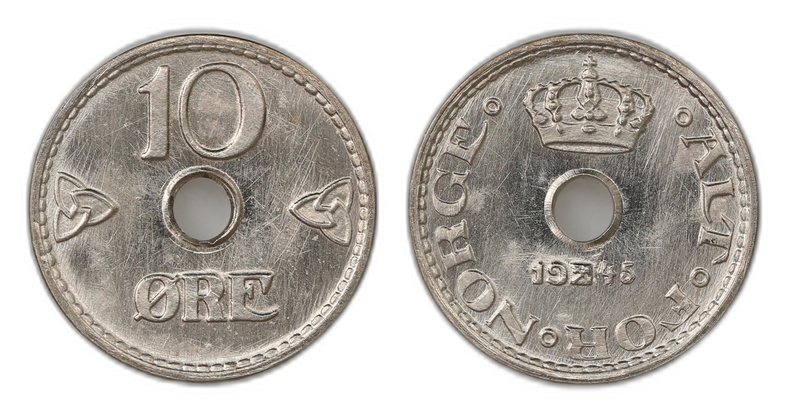 Norway. Haakon VII. 10 Øre 1945. Kv PRAKTEX.