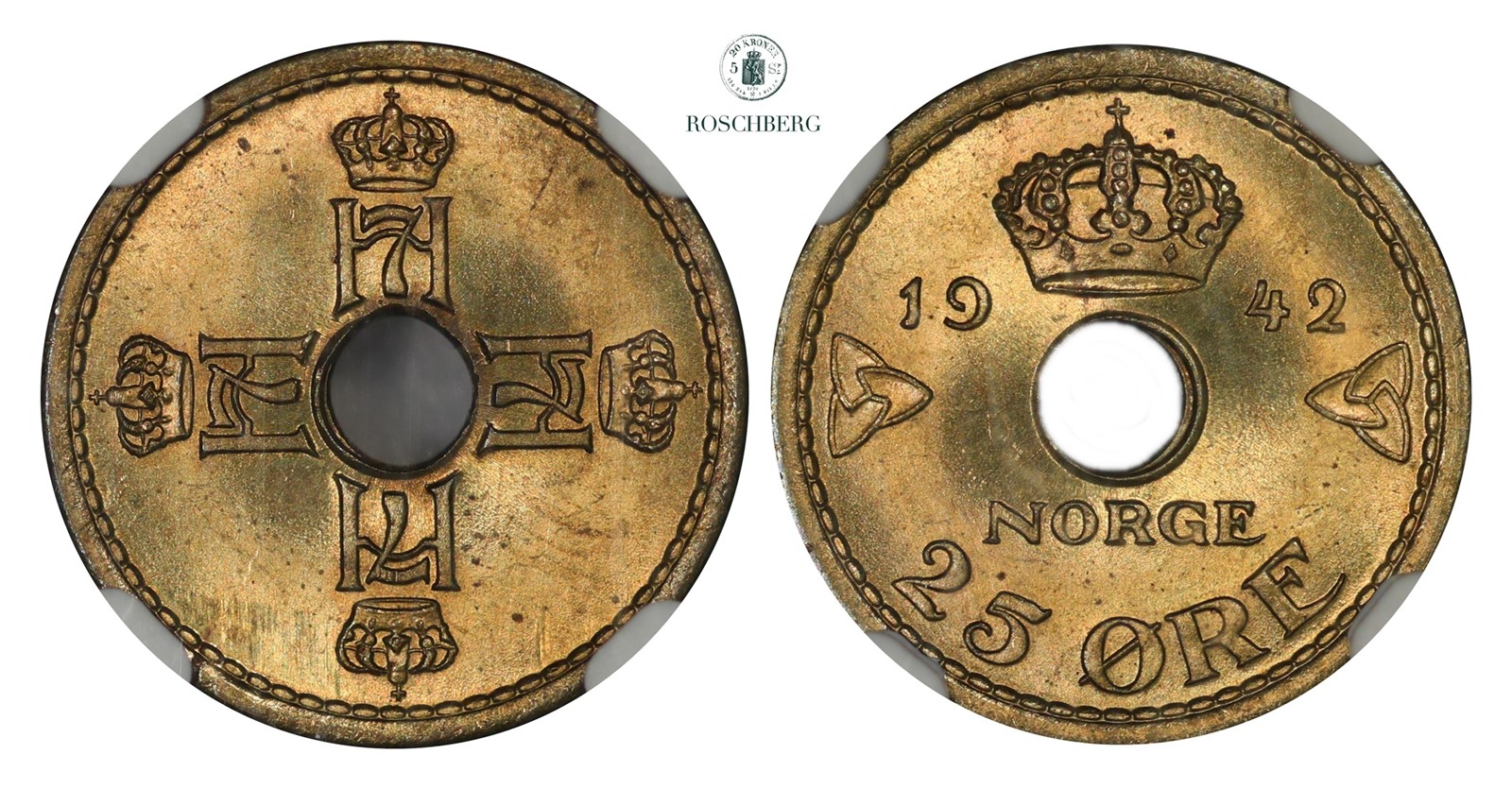 25 Øre 1942 London NGC MS66