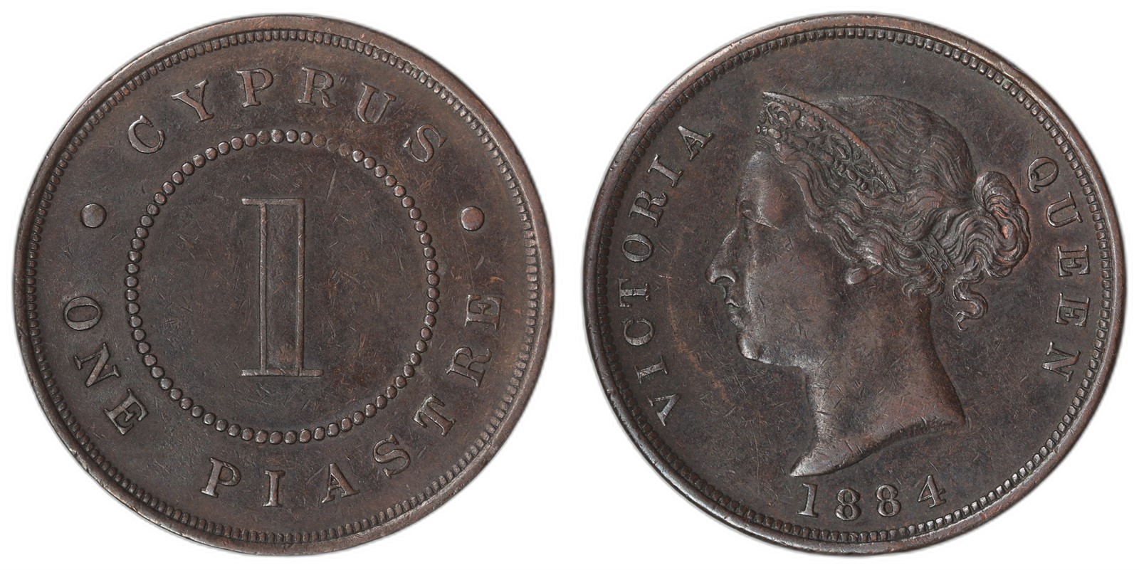 CYPRUS. Victoria. 1 Piastre. 1884. AU.