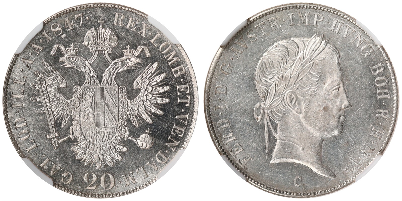 AUSTRIA. Franz I. 20 Kreuzer. 1847-C. MS63.