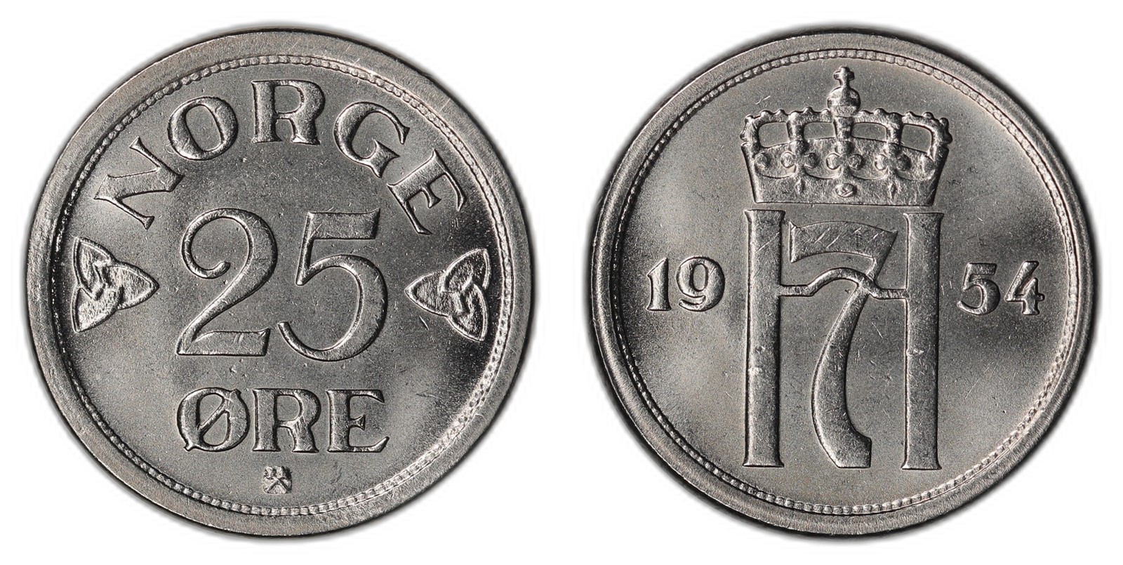 NORWAY. Haakon VII. 25 Øre 1954. PRØVE. Kv 0 (UNC).