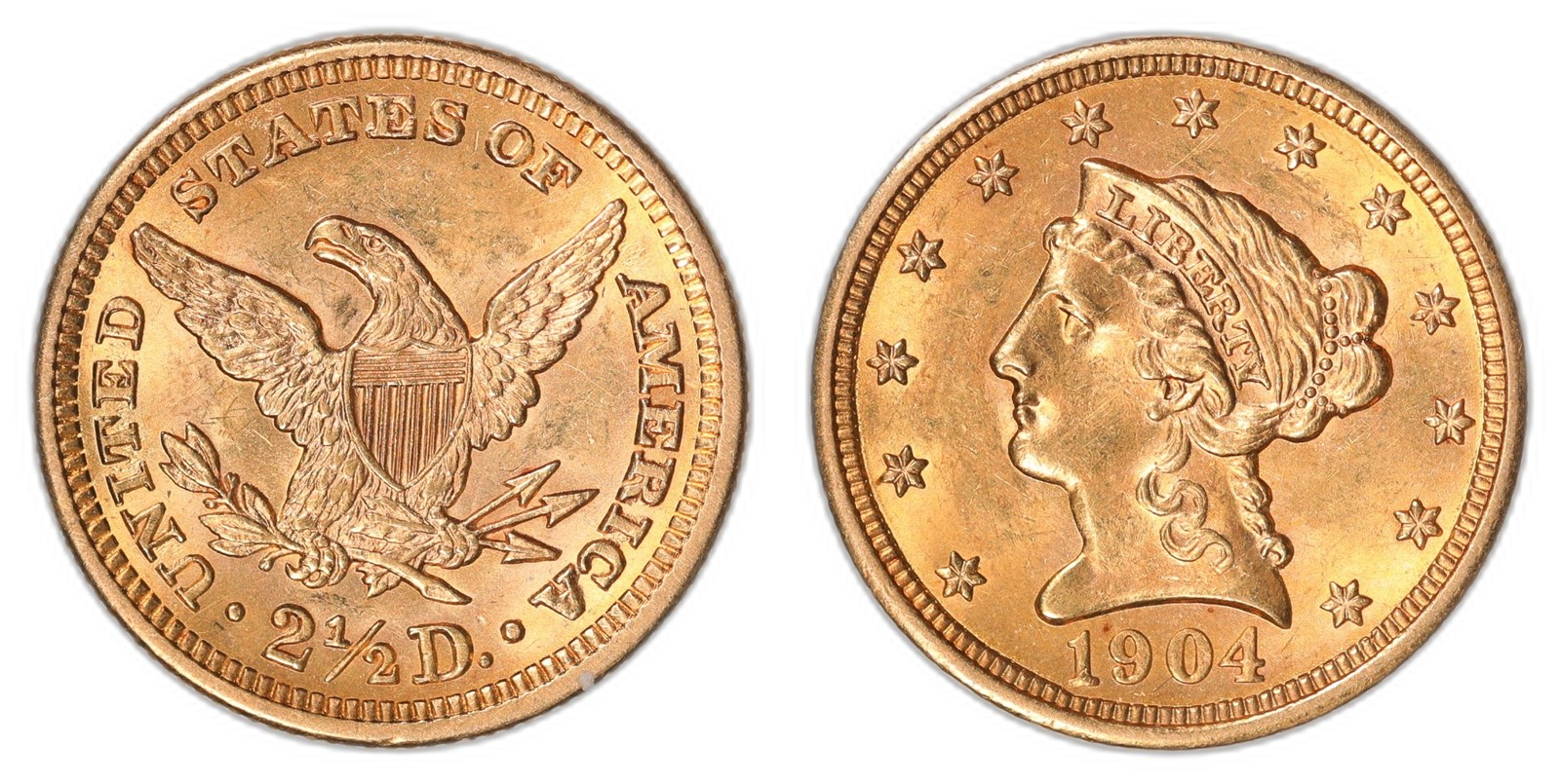 USA. 2.5 Dollars. 1904. UNC.