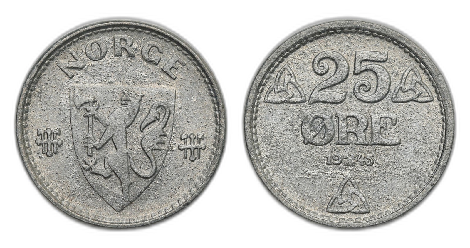 Norway. Occupation. 25 Øre 1945. Kv 0.