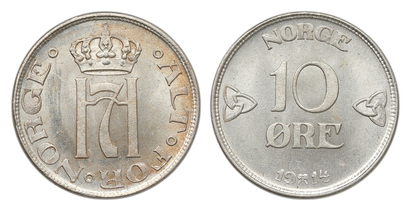 Norway. Haakon VII. 10 Øre 1914. Kv 0.