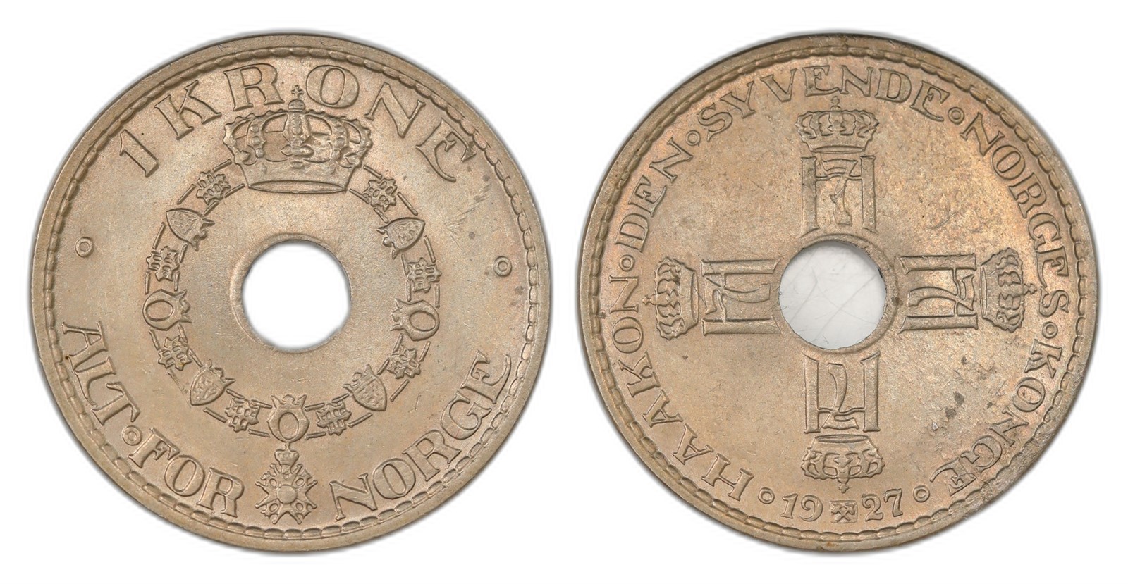 Norway. Haakon VII. 1 Krone 1927. Kv 0.