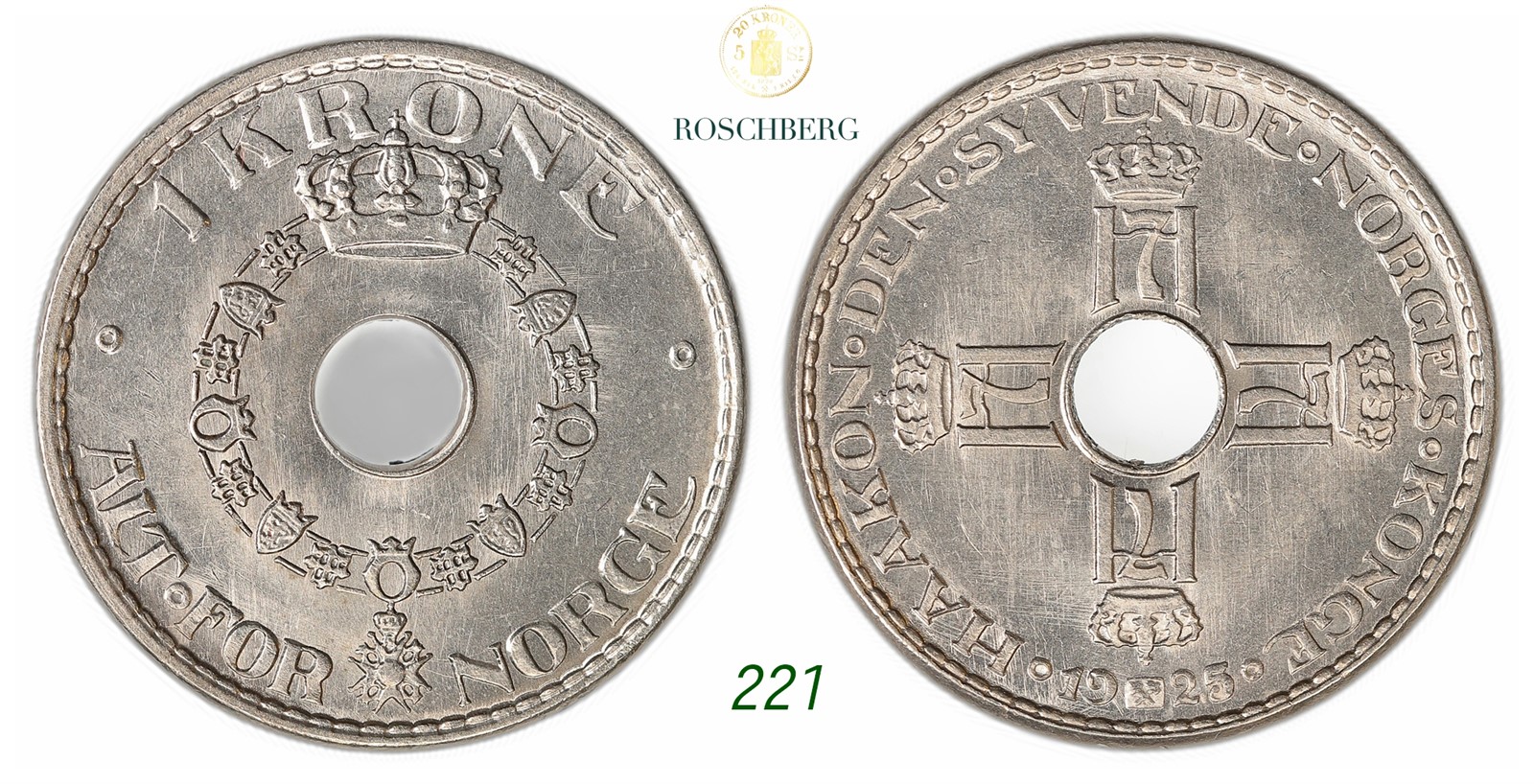 NORWAY. Haakon VII. 1 Krone 1925.