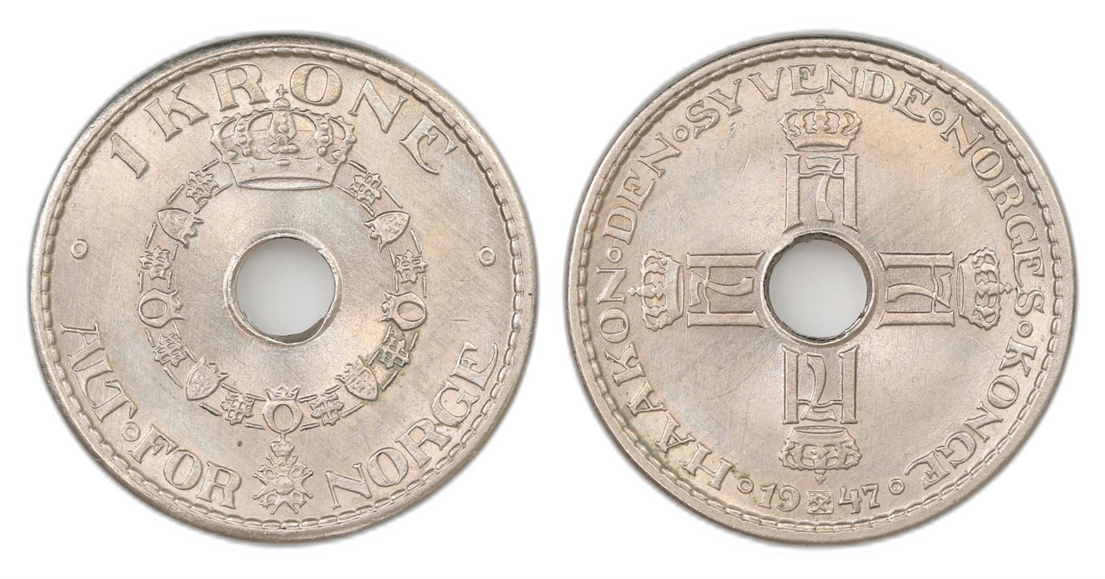 Norway. Haakon VII. 1 Krone 1947. Kv 0.