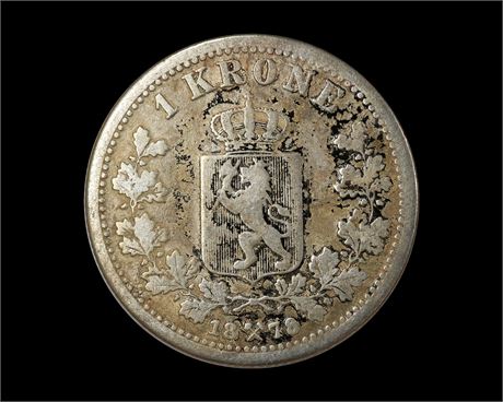 1 Krone 1878 Kv 1-, lette flekker