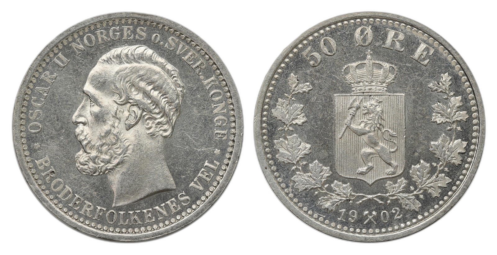 Norway. Oscar II. 50 Øre 1902. Kv 0/01.