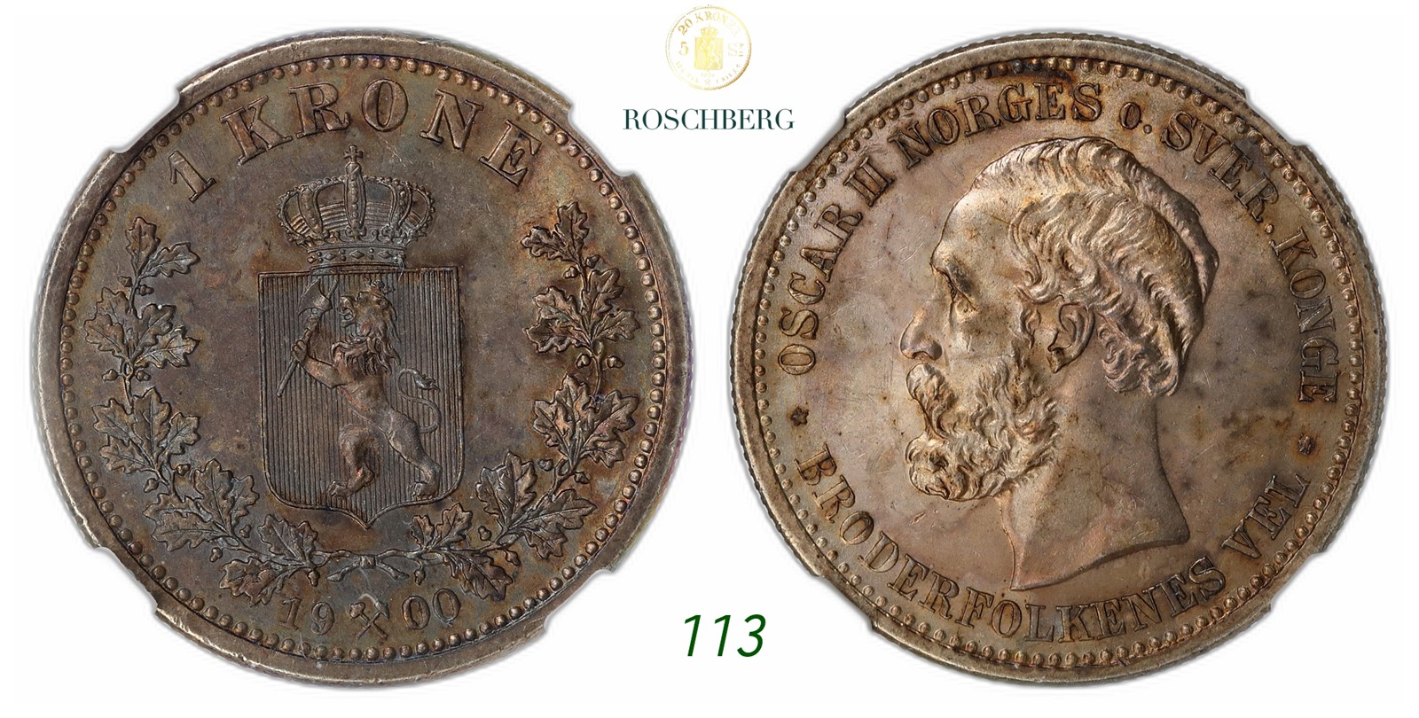 NORWAY. Oscar II. 1 Krone 1900.