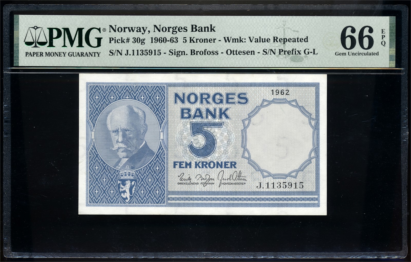 5 Kroner 1962 J1135915 PMG 66EPQ