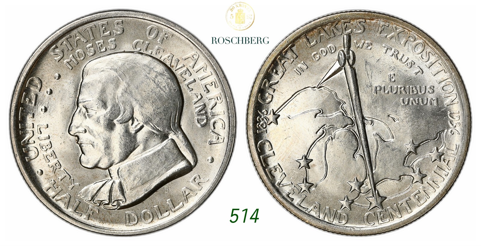USA. Commemorative. Half Dollar 1936Cleveland.