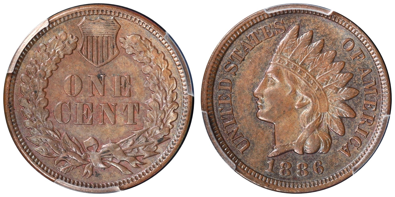 USA. 1 Cent. 1886 TYPE 2. AU58.