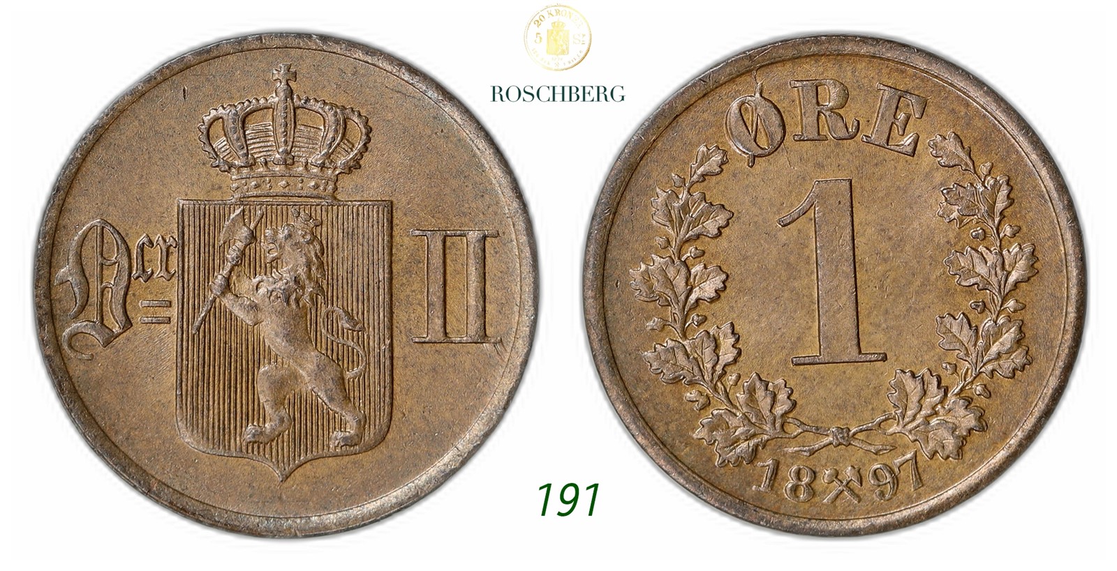 NORWAY. Oscar II. 1 Øre 1897.