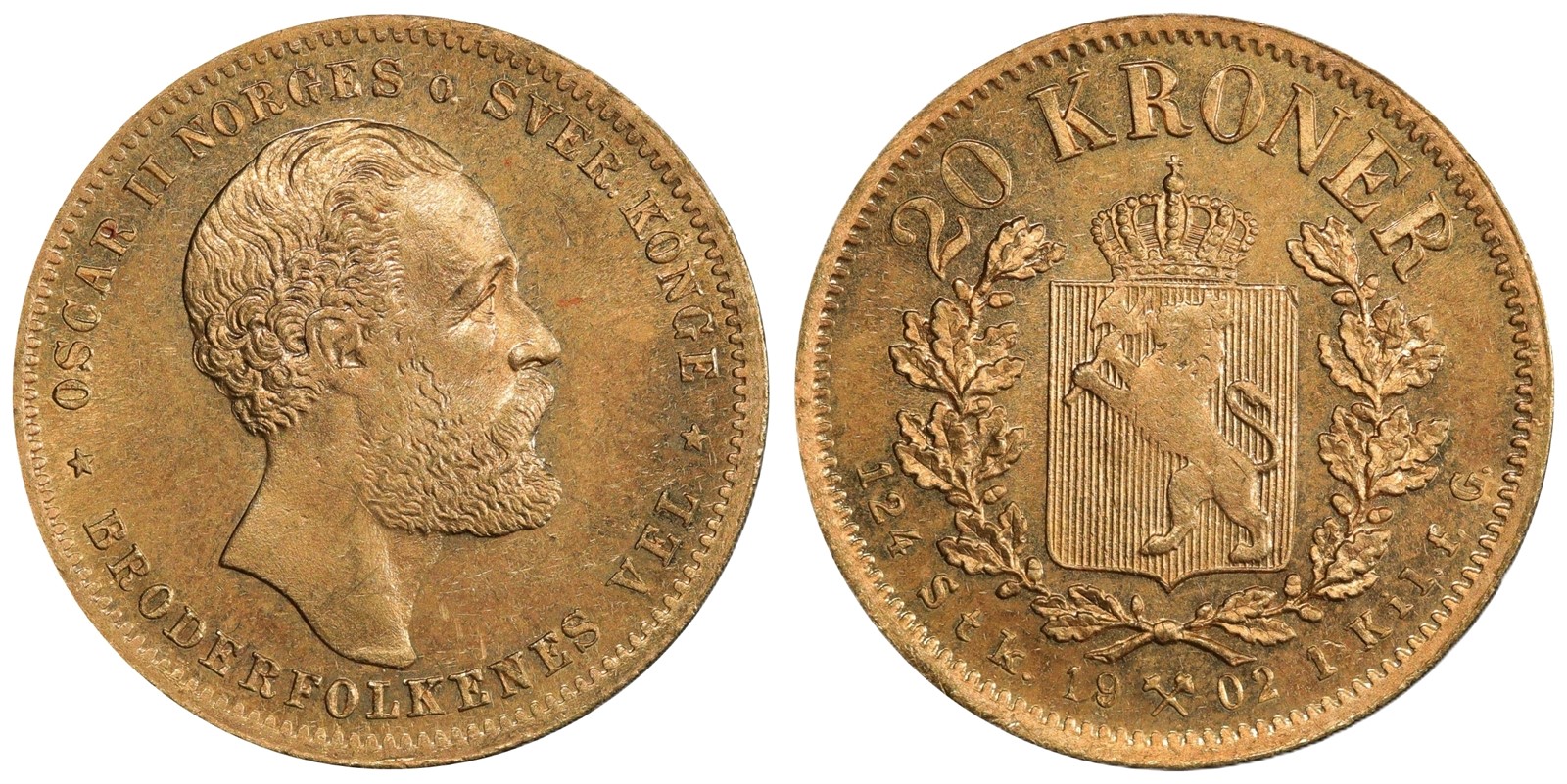20 Kroner 1902 Kv 0/01 (UNC)