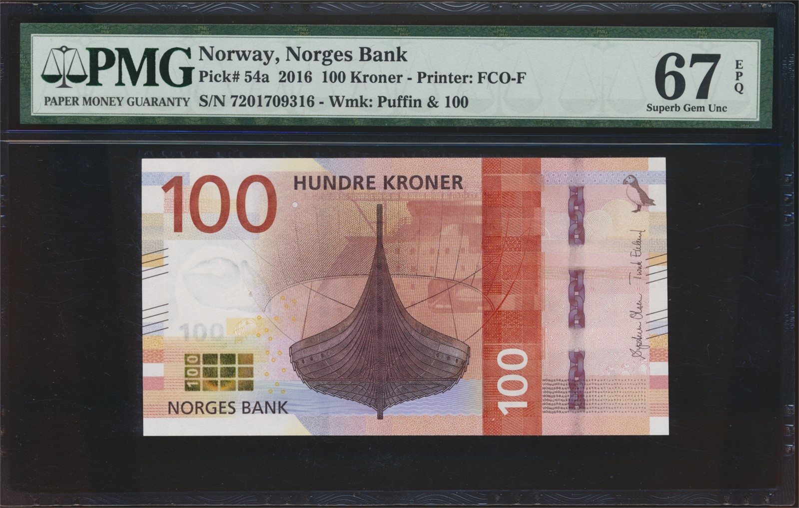 100 Kroner 2016 7201709316 PMG 67EPQ