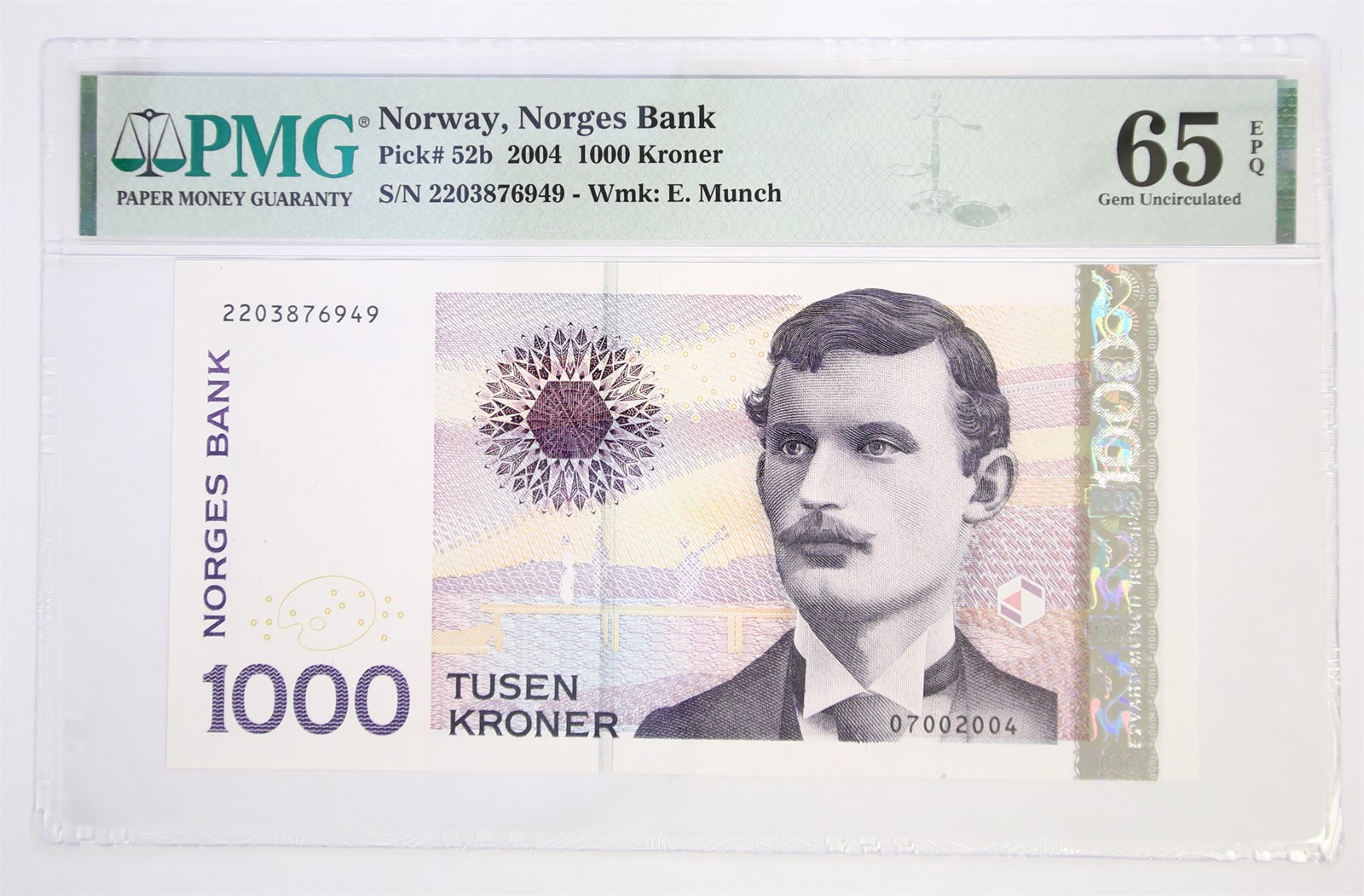 NORWAY. Type 7. 1000 Kroner 2004. Kv PMG 65EPQ.