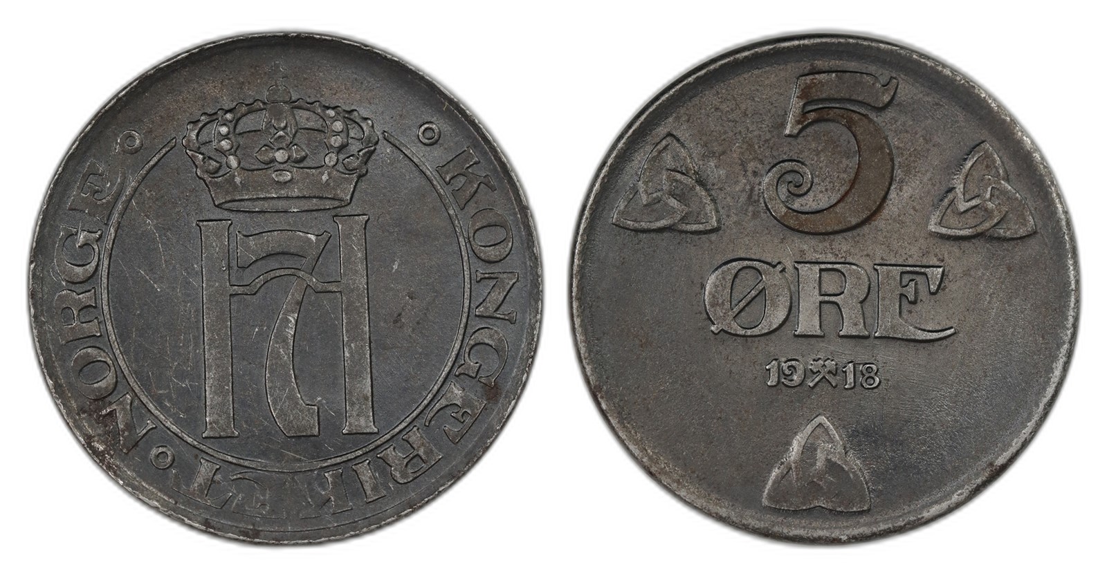 Norway. Haakon VII. 5 Øre 1918. Kv 01.