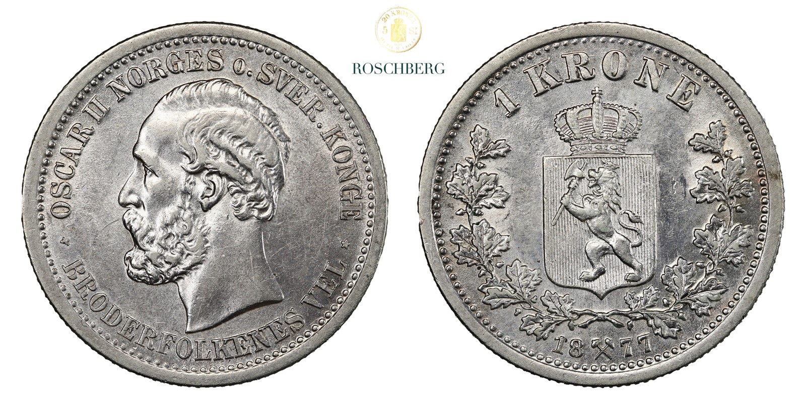 Norge 1 Krone 1877 Kv 0/01