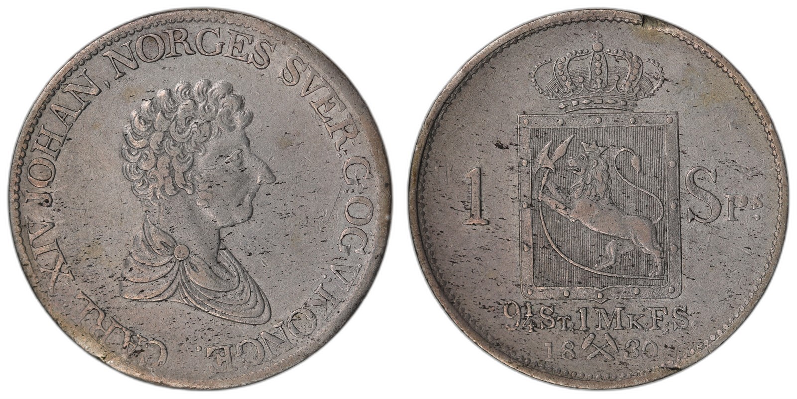 NORWAY. Carl XIV Johan. 1 Speciedaler 1830. Kv 1+ (XF).