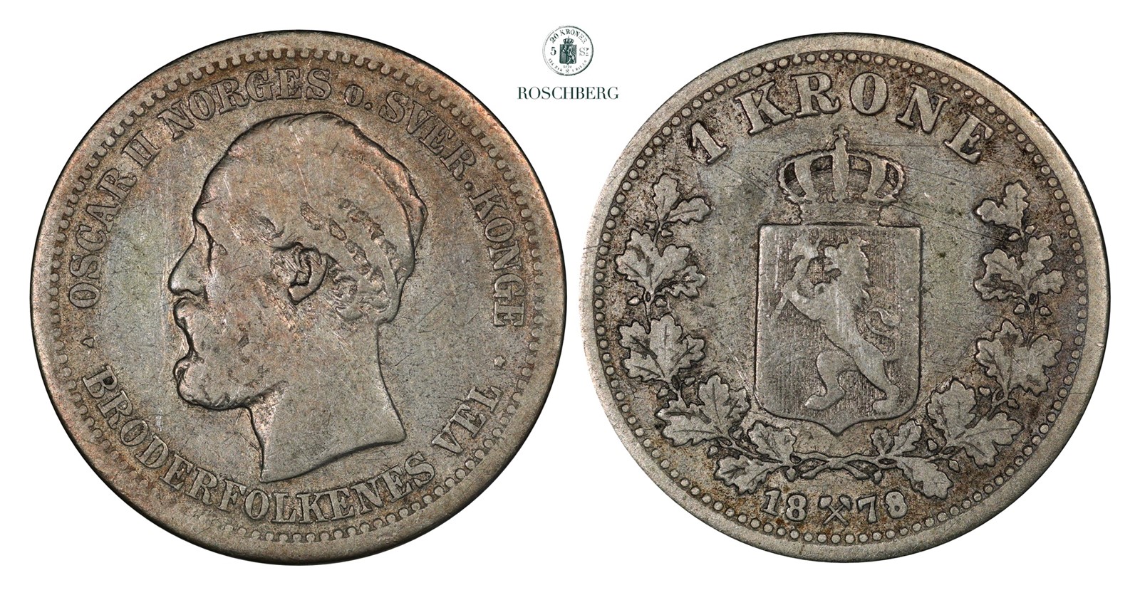 1 Krone 1878 Kv 1- (VG)